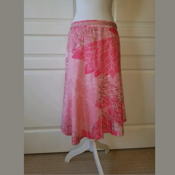 Anthropologie Odille Pink Floral A-line Skirt - Picture 6 of 7